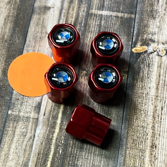 5for$10 Red BMW logo Stem Caps Tire Stem Valve Caps Car Accessories NWT - Picture 1 of 4